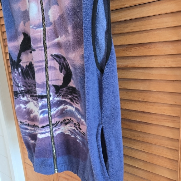2 For $20 Purple Dolphin Print Fleece Vest - Picture 4 of 5